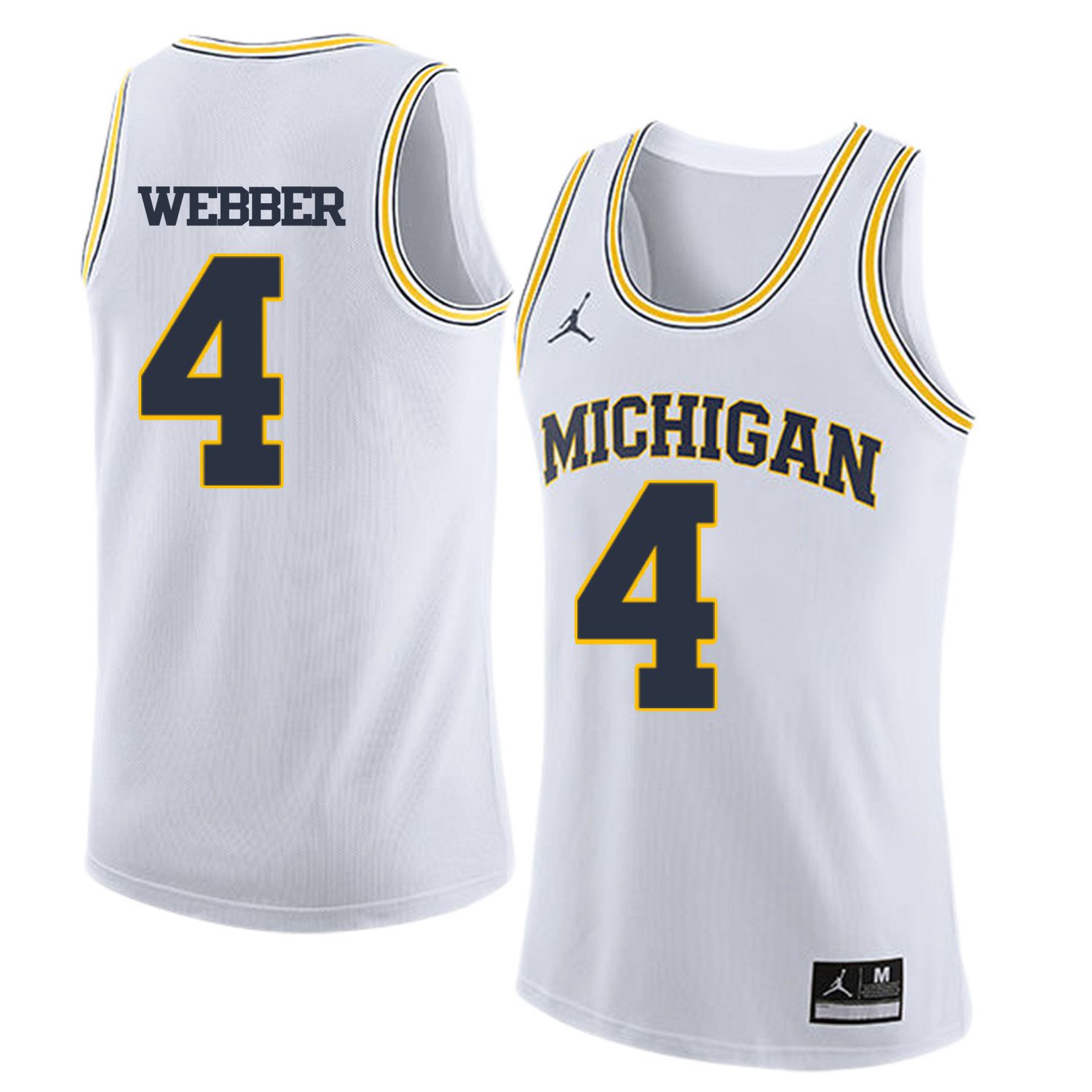 Men Jordan University of Michigan Basketball White #4 Webber Customized NCAA Jerseys->customized ncaa jersey->Custom Jersey